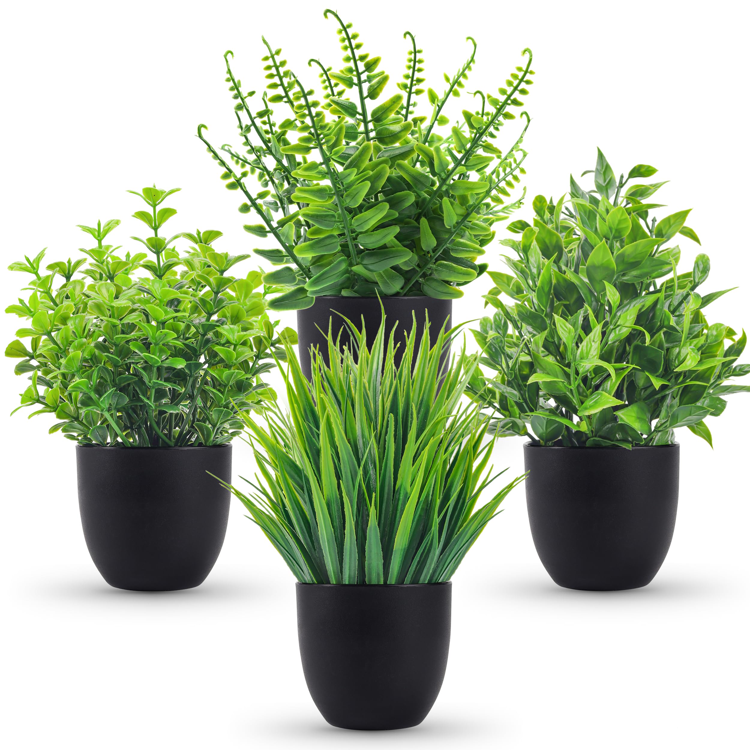 Interior Design Office - 4 Packs Fake Plants Artificial Plants