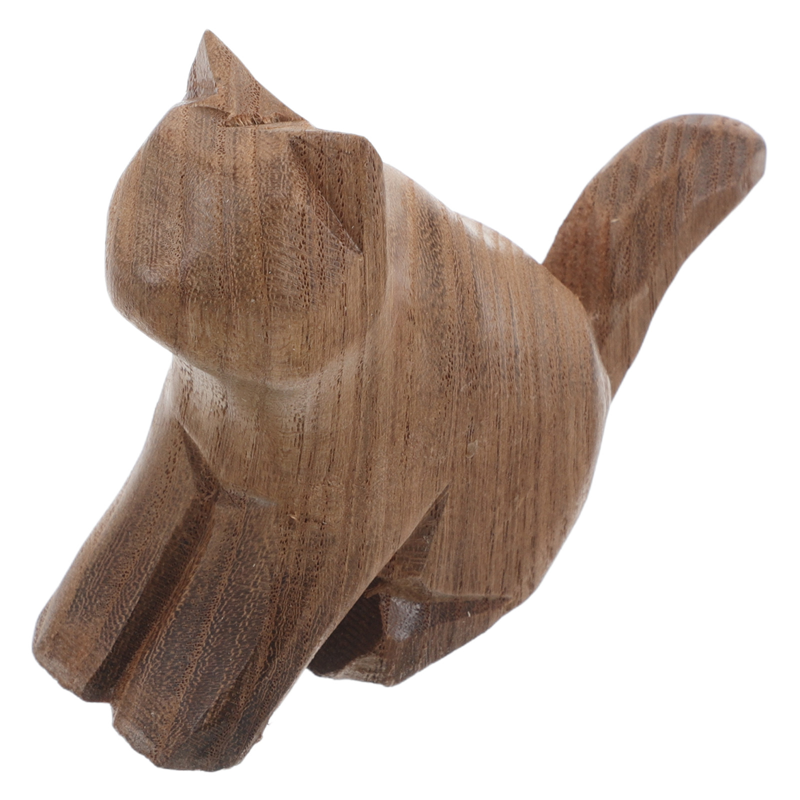 Interior Design Living Room Ideas - Wooden Cat Sculpture Handmade Animal Decor