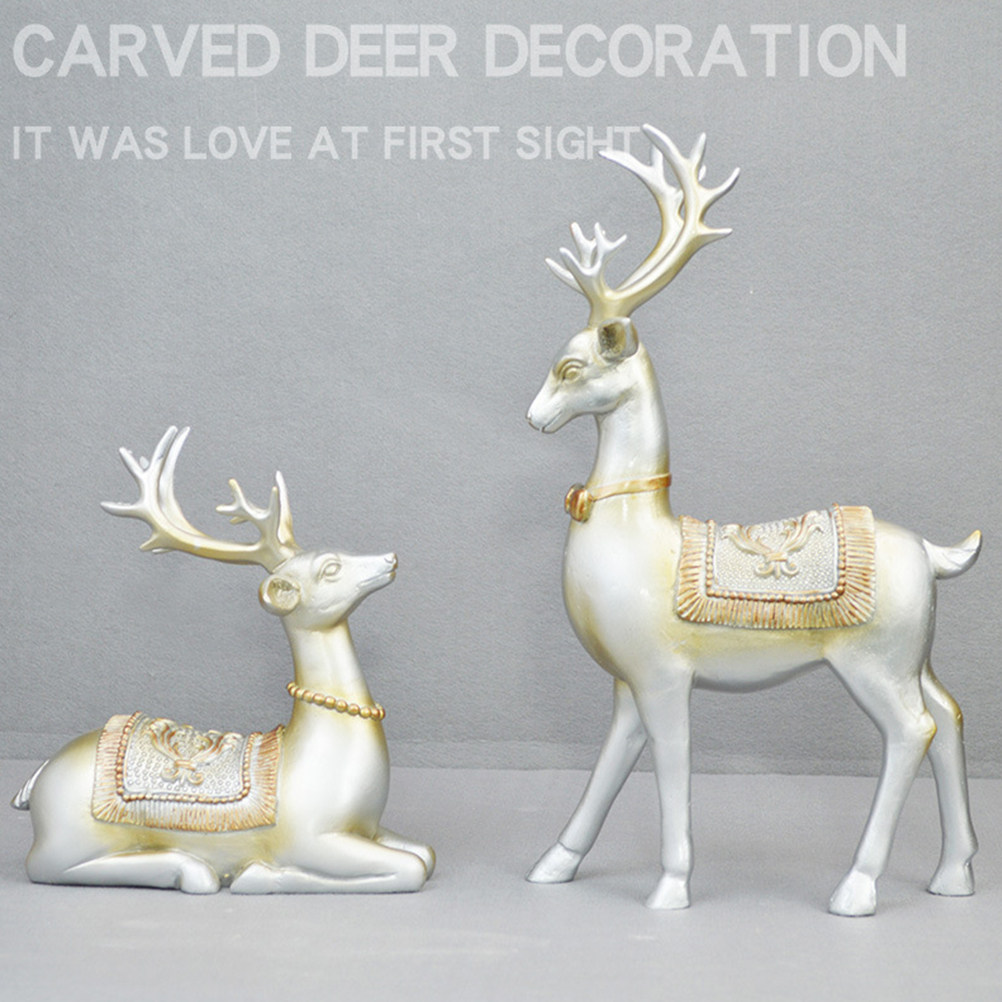 Interior Design Living Room Ideas - 1Pair Blue Elk Resin Crafts Unique