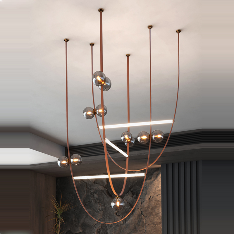 Interior Design Living Room Ideas - American LED Leather Chandelier, Designer Idea