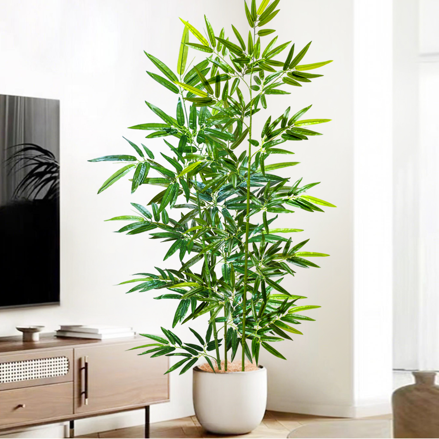 Interior Design Office - 120-240cm/94.4in Artificial Green Bamboo Leaves, Fake