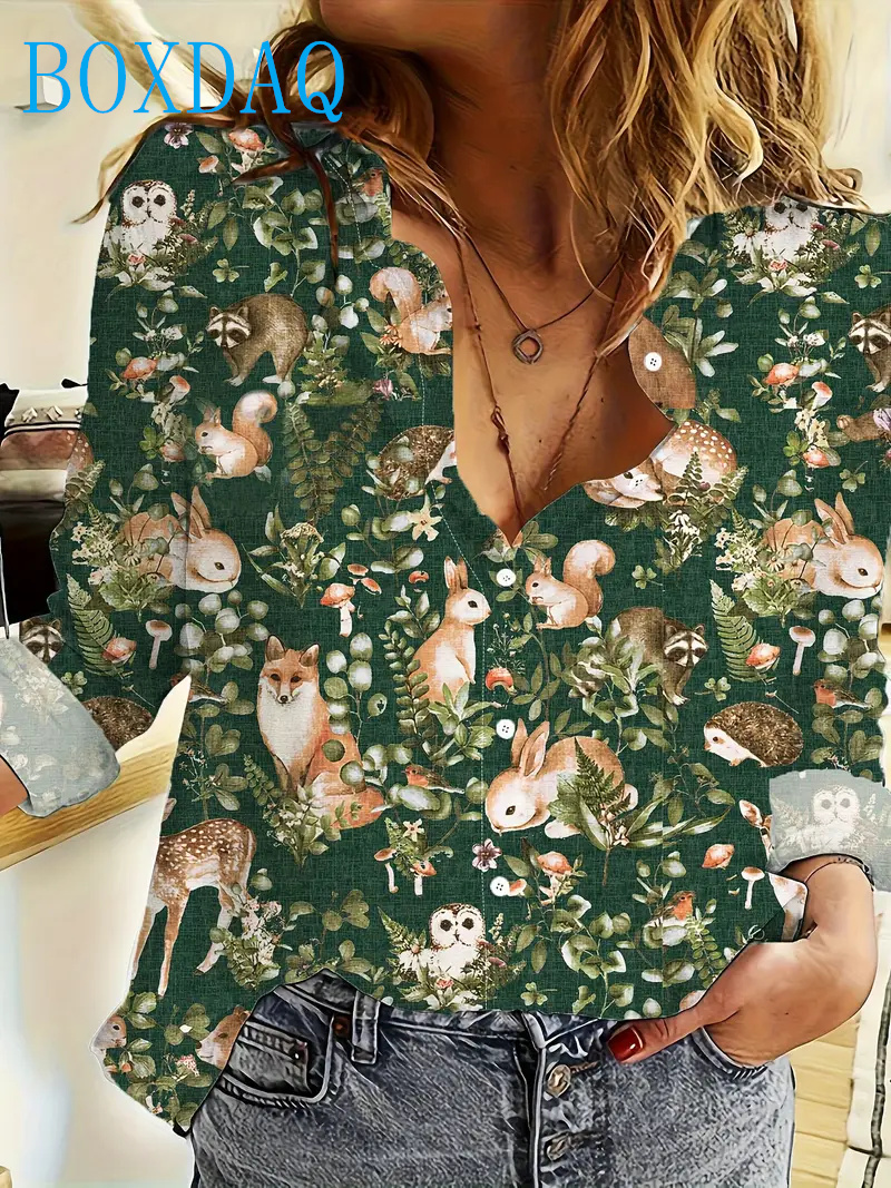 Interior Design Office - Women's Fashion Long Sleeve Lapel Shirt