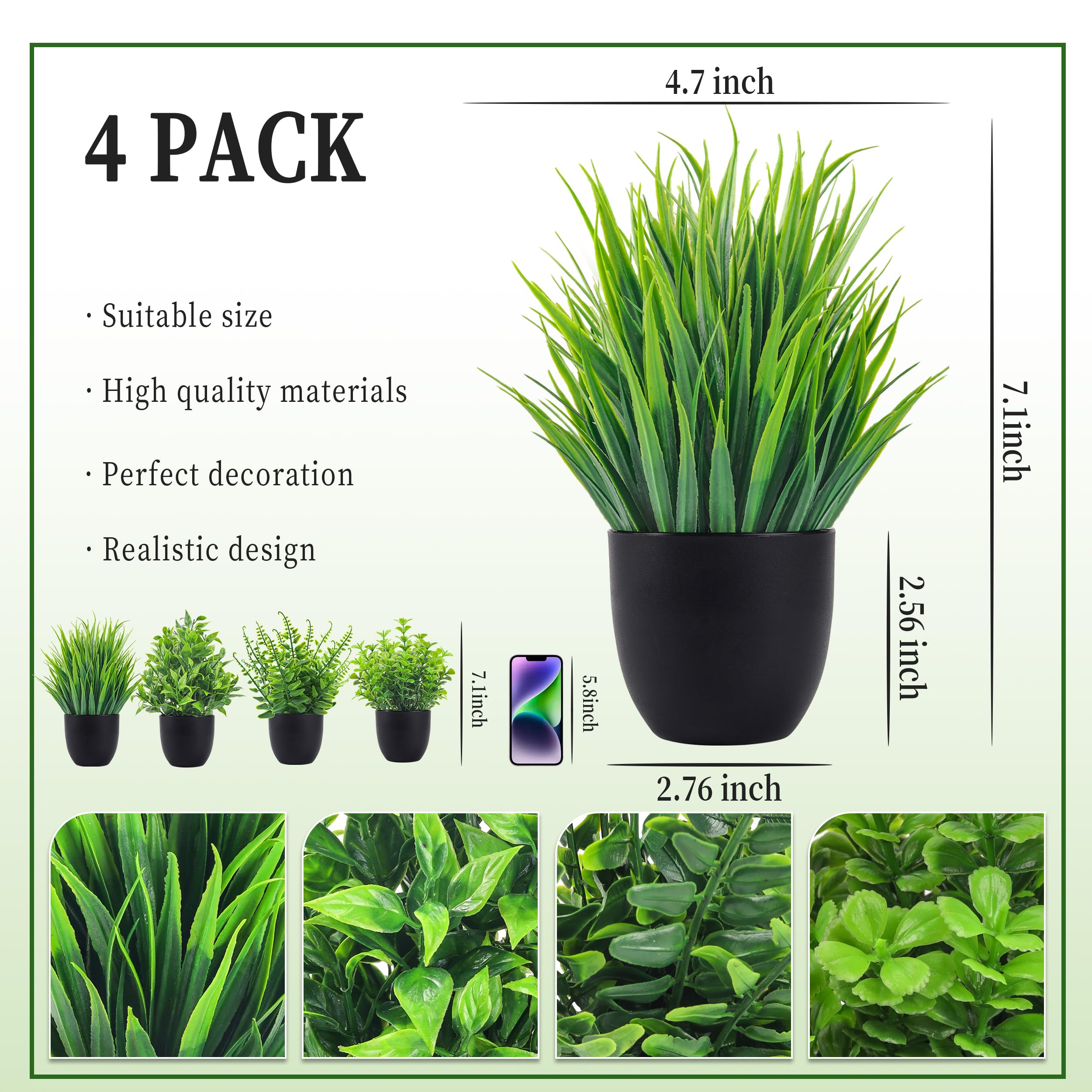 4 Packs Fake Plants Artificial - Interior Design Office 리뷰 및 가격