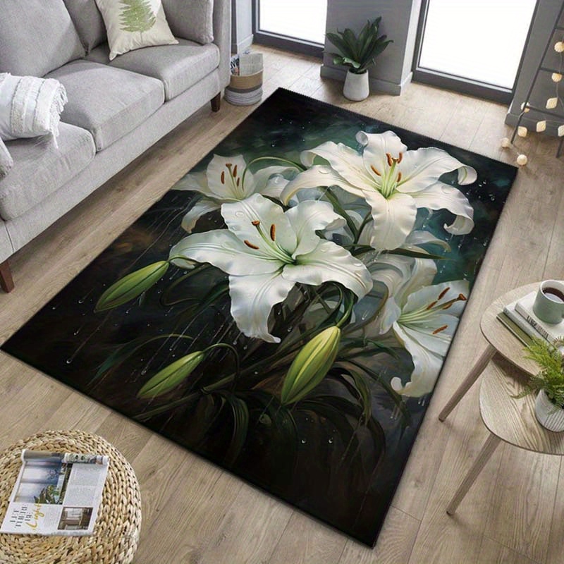 Elegant White Lily Rug for Liv - Interior Design Living Room Ideas 리뷰 및 가격