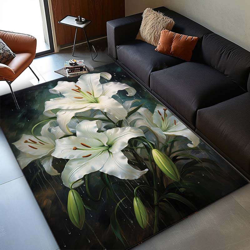 Elegant White Lily Rug for Liv - Interior Design Living Room Ideas 리뷰 및 가격