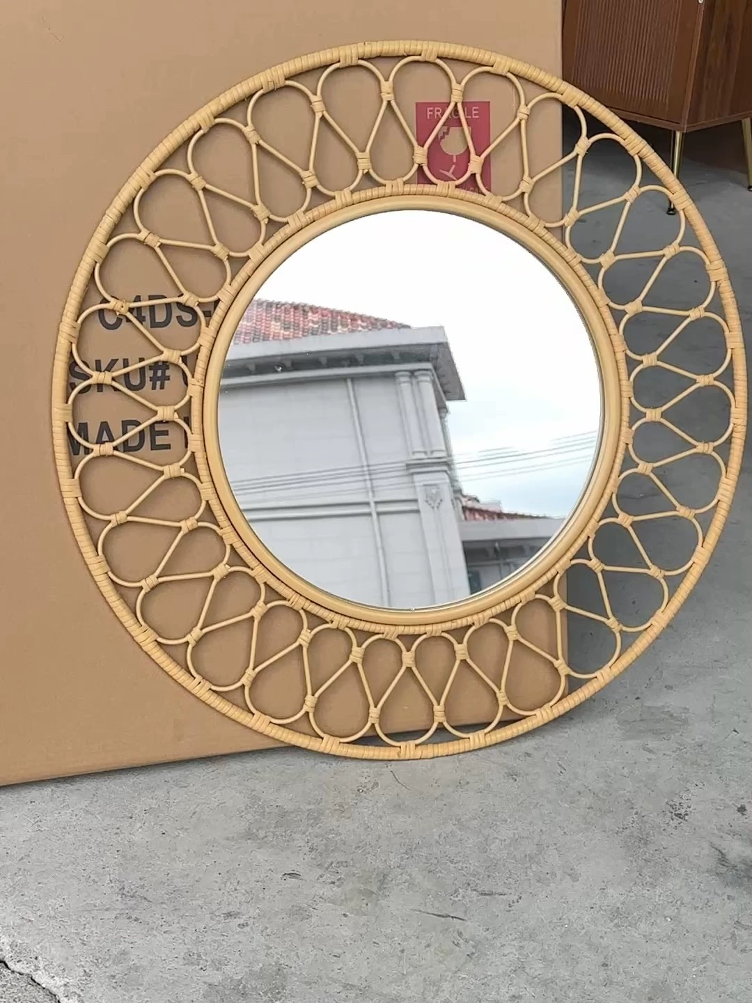 Round Rattan Wall Mirror, Natu - Rattan Mirror Round 리뷰 및 가격