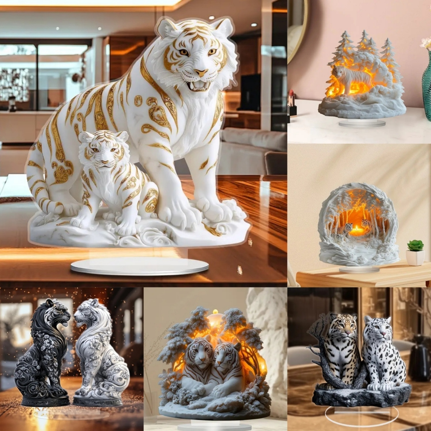 Two Tigers Statue,2D Flat Anim - Interior Design Office 리뷰 및 가격