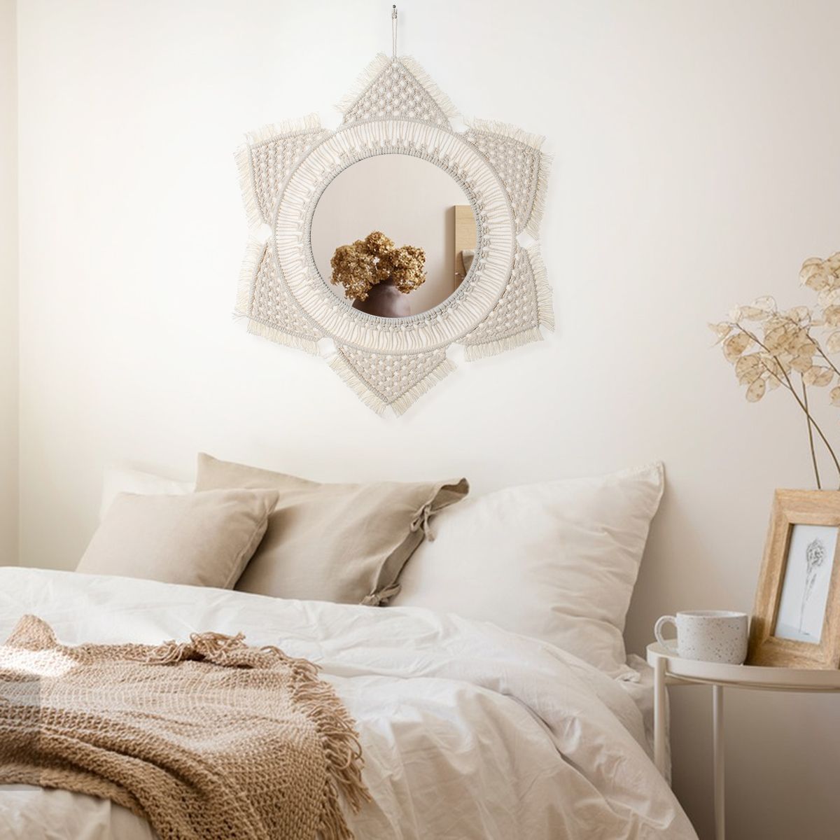 Boho Macrame Round Mirror Deco - Rattan Mirror Round 리뷰 및 가격