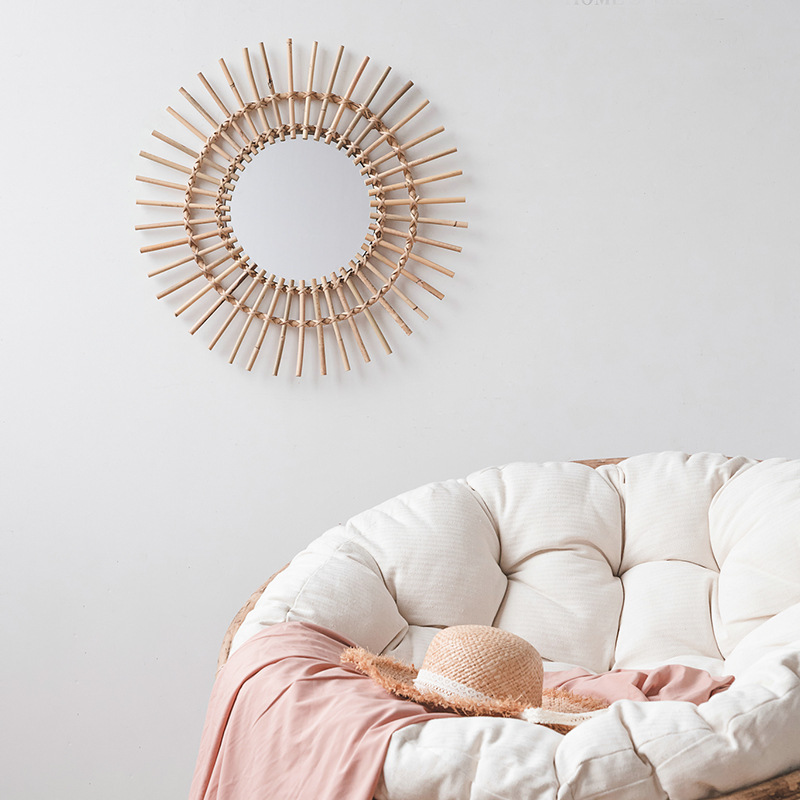 Rattan hanging wall Nordic hom - Rattan Mirror Round 리뷰 및 가격