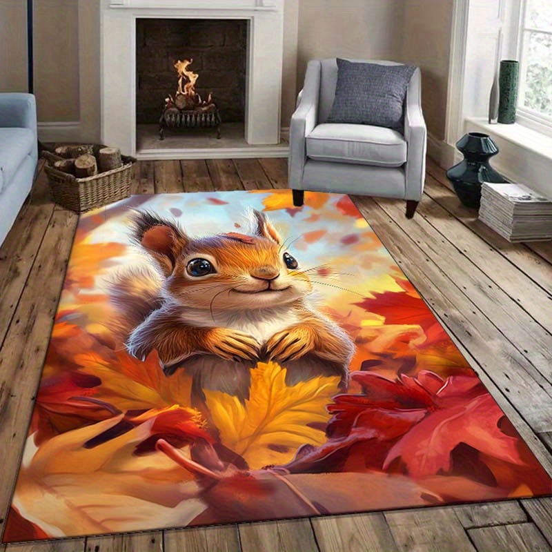 Autumn Squirrel Rug for Cozy L - Interior Design Living Room Ideas 리뷰 및 가격