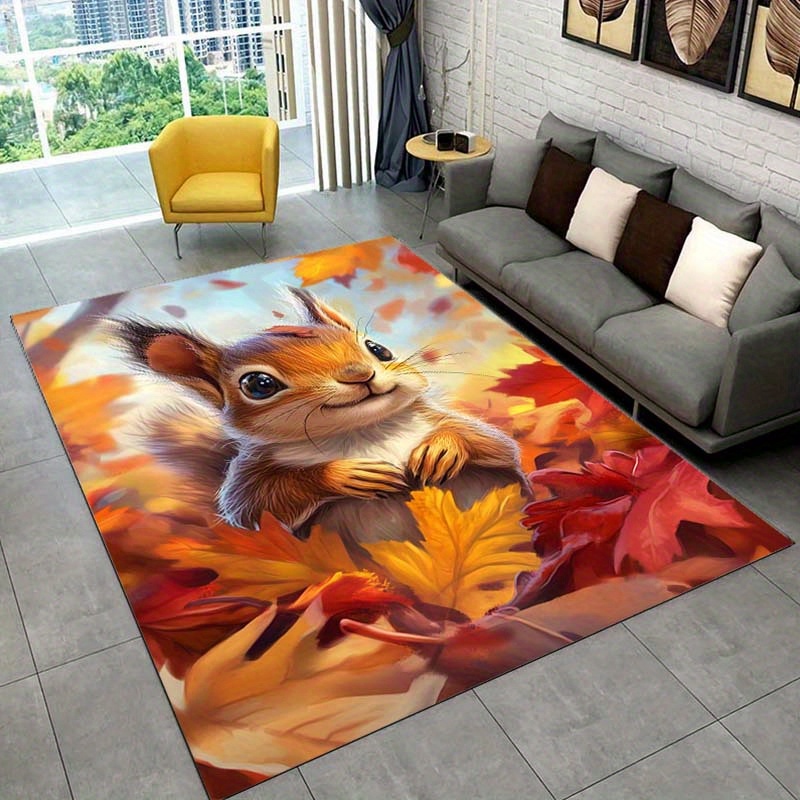 Autumn Squirrel Rug for Cozy L - Interior Design Living Room Ideas 리뷰 및 가격