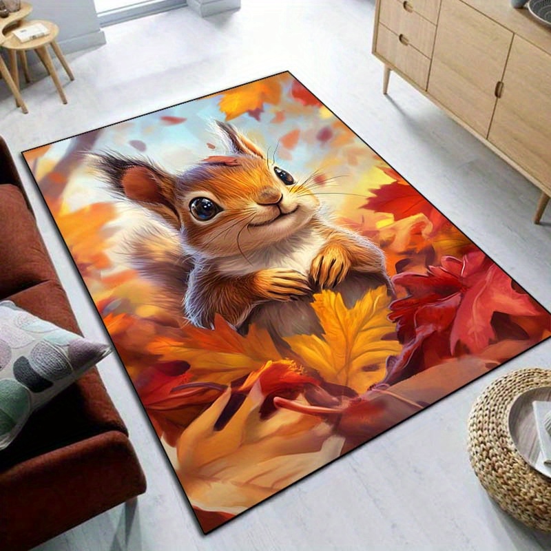 Autumn Squirrel Rug for Cozy L - Interior Design Living Room Ideas 리뷰 및 가격
