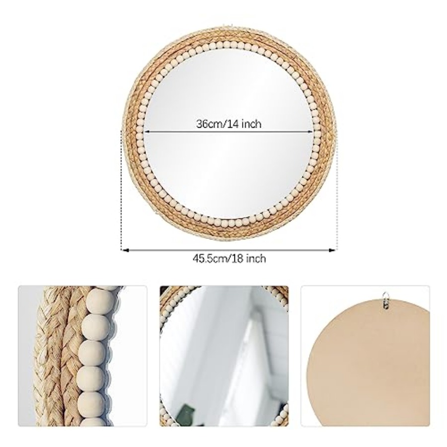Boho Round Hanging Wall Mirror - Rattan Mirror Round 리뷰 및 가격