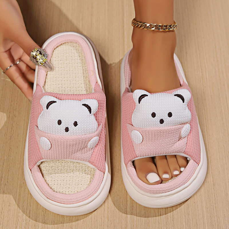 Cute Cartoon Bear Linen Slippe - Linen Roller Blind 리뷰 및 가격