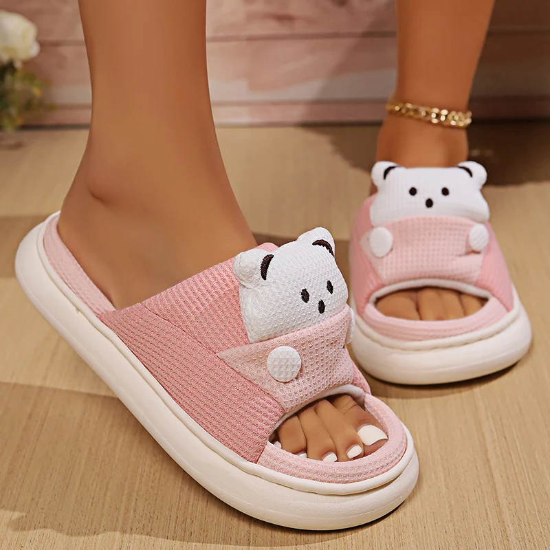 Cute Cartoon Bear Linen Slippe - Linen Roller Blind 리뷰 및 가격