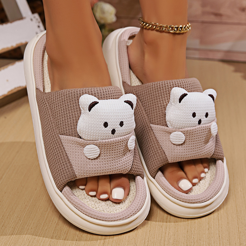 Cute Cartoon Bear Linen Slippe - Linen Roller Blind 리뷰 및 가격
