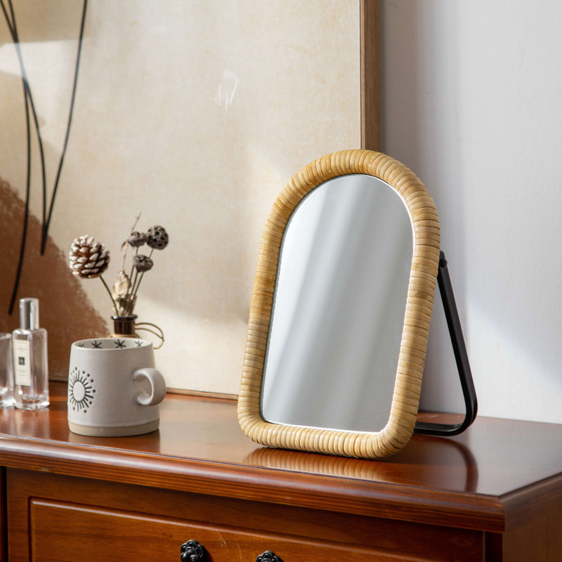 Rattan table bracket makeup ta - Rattan Mirror Round 리뷰 및 가격