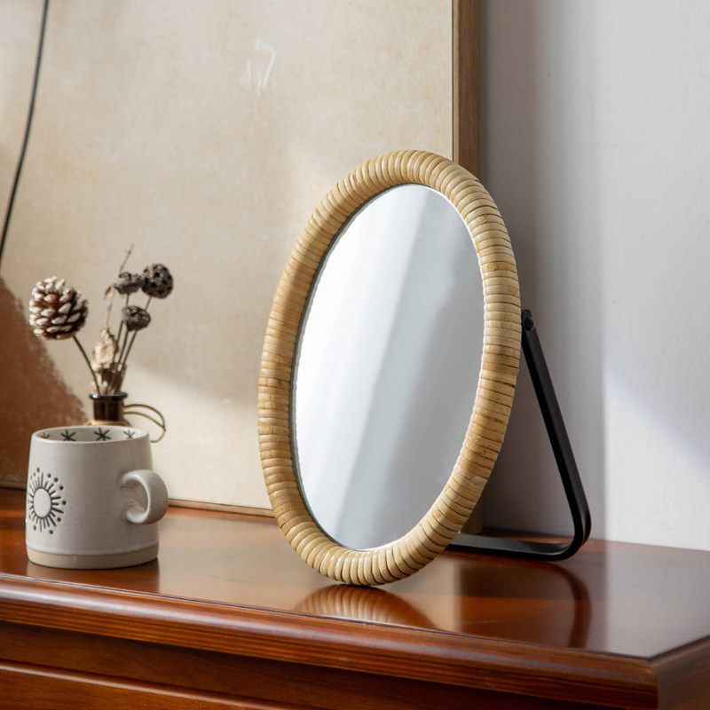 Rattan table bracket makeup ta - Rattan Mirror Round 리뷰 및 가격