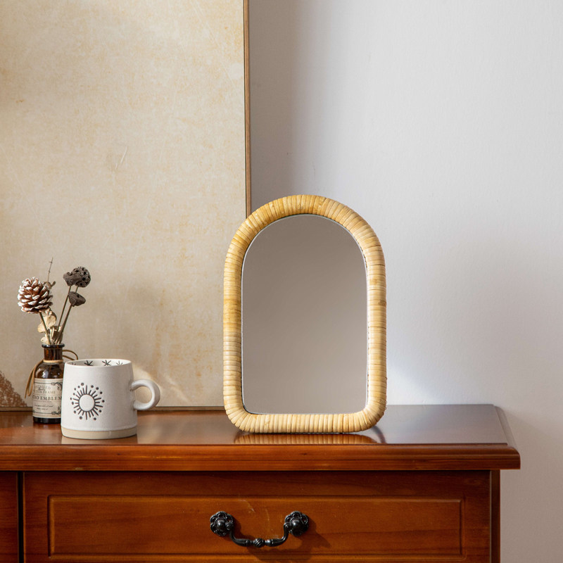 Rattan table bracket makeup ta - Rattan Mirror Round 리뷰 및 가격