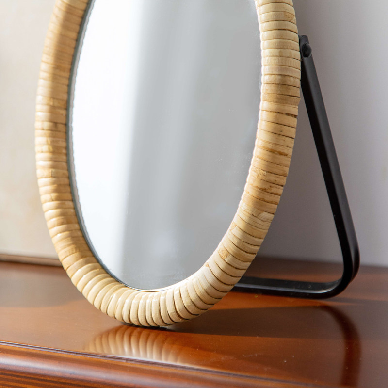 Rattan table bracket makeup ta - Rattan Mirror Round 리뷰 및 가격