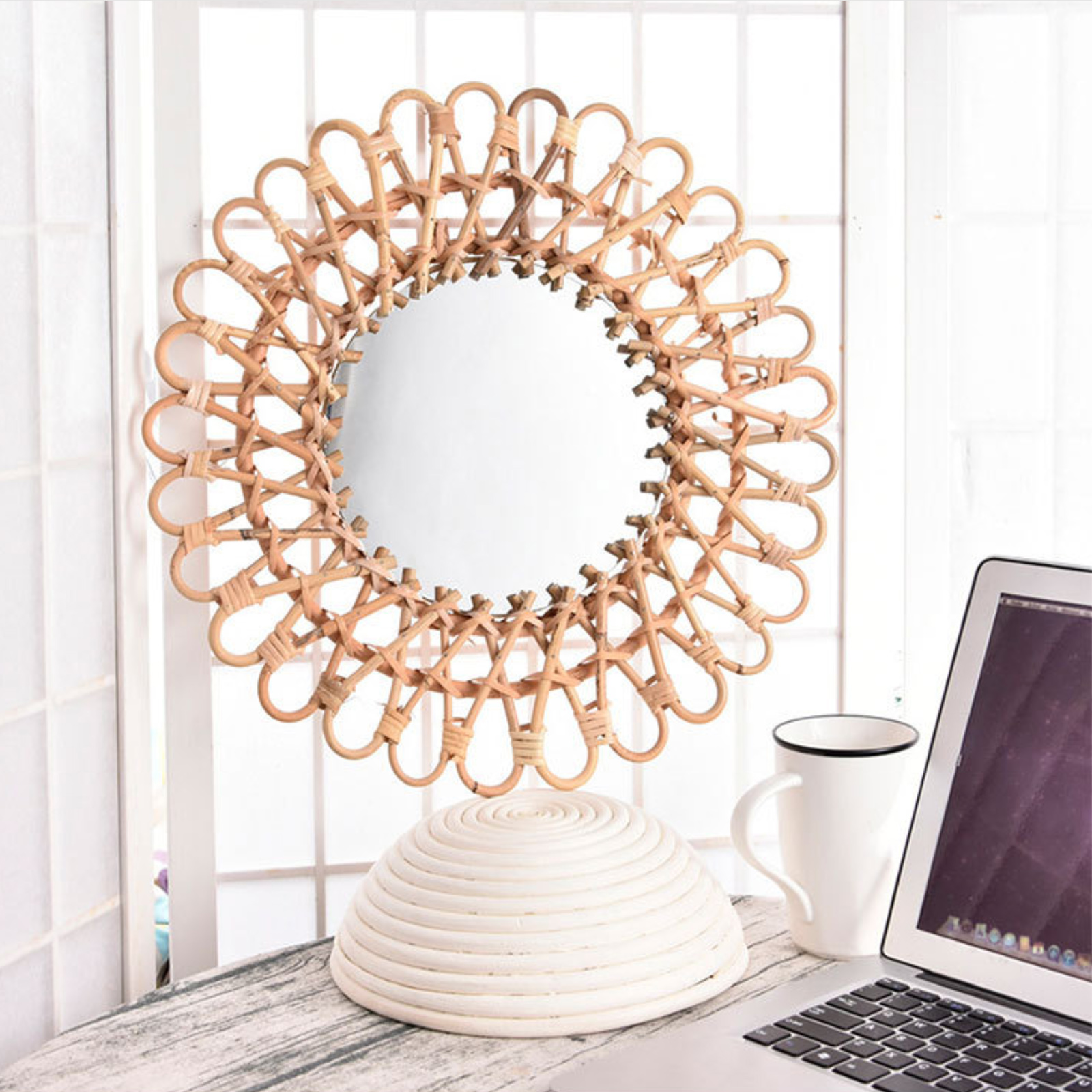 Rattan Wall-Mounted Mirrors,Cr - Rattan Mirror Round 리뷰 및 가격