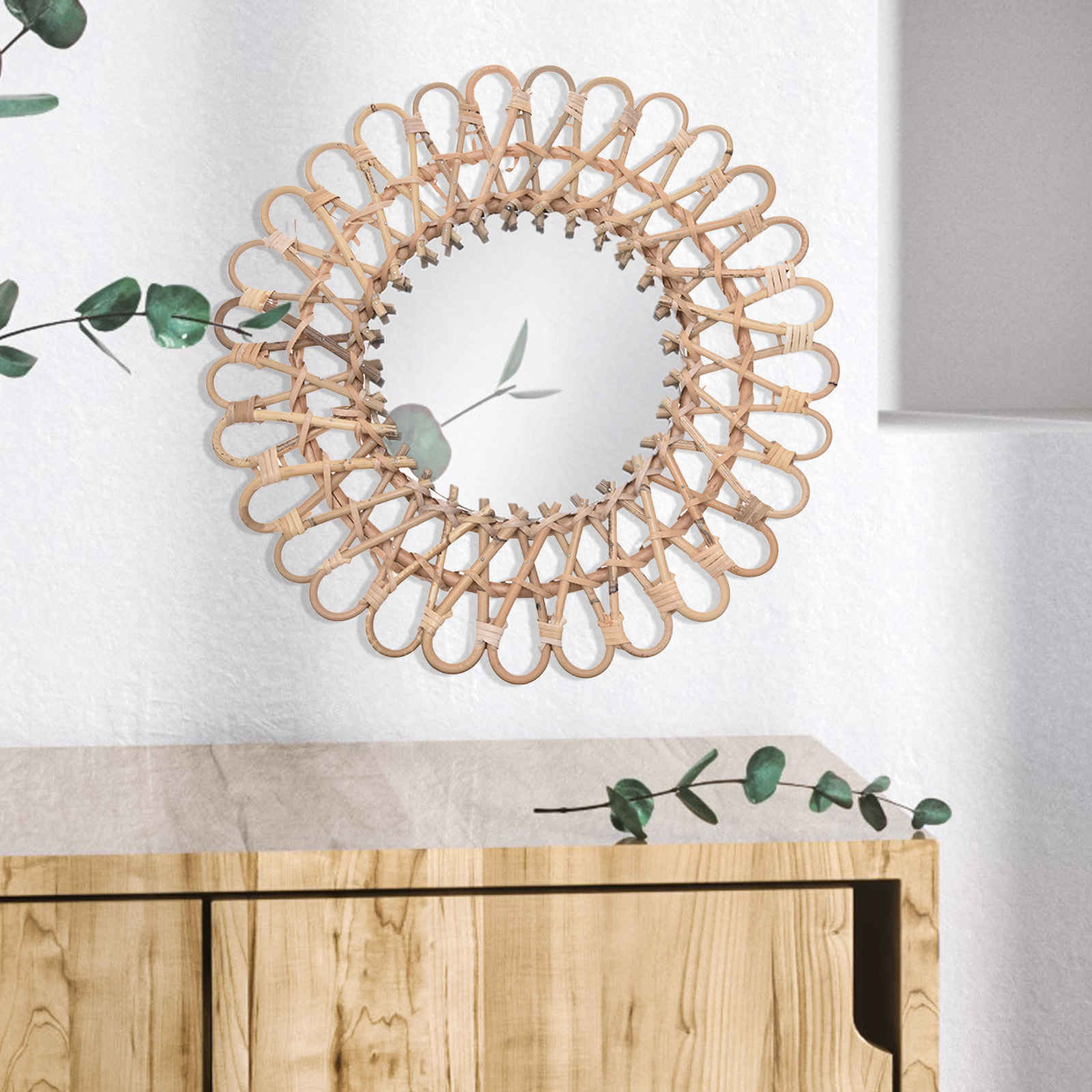 Rattan Wall-Mounted Mirrors,Cr - Rattan Mirror Round 리뷰 및 가격