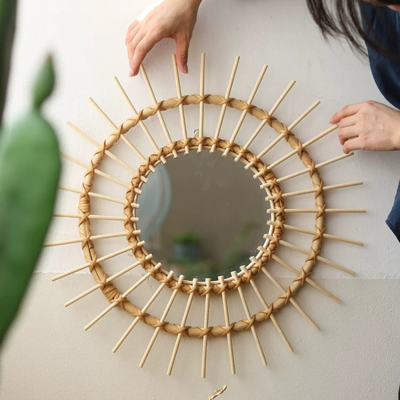 Creative Rattan Round Decorati - Rattan Mirror Round 리뷰 및 가격
