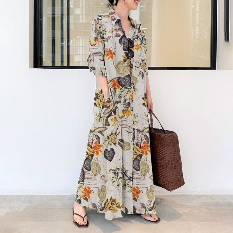 Spring Summer Lapel Loose Prin - Linen Roller Blind 리뷰 및 가격