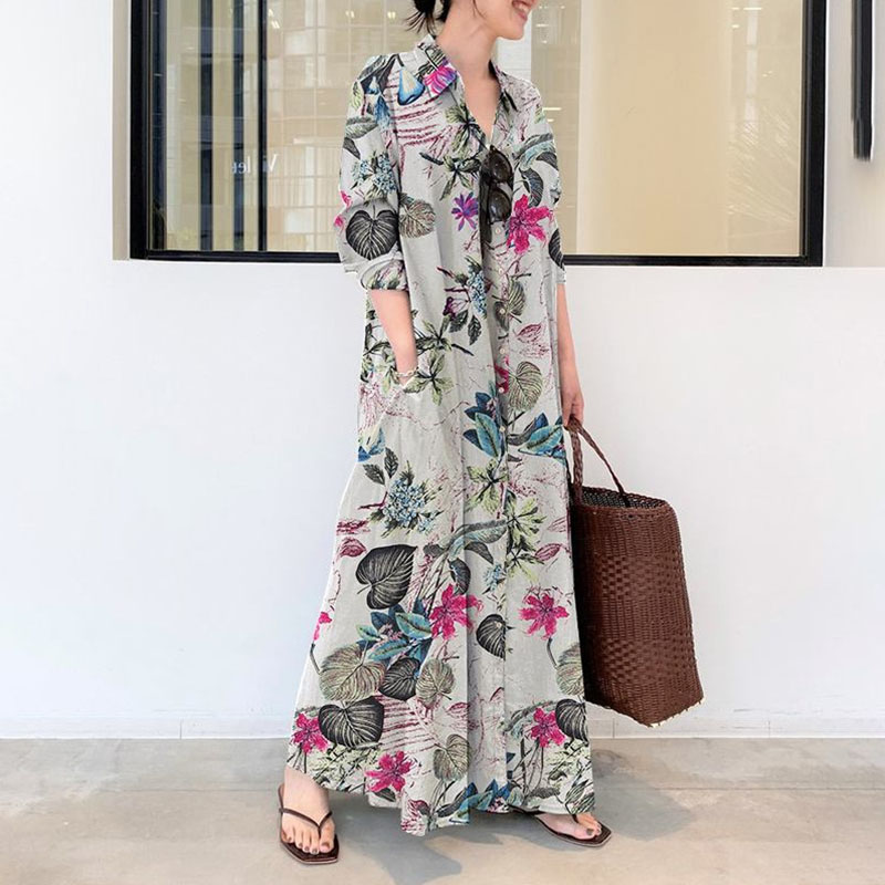 Spring Summer Lapel Loose Prin - Linen Roller Blind 리뷰 및 가격