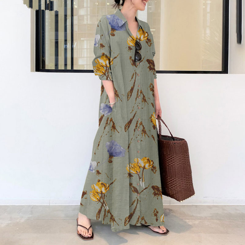 Spring Summer Lapel Loose Prin - Linen Roller Blind 리뷰 및 가격